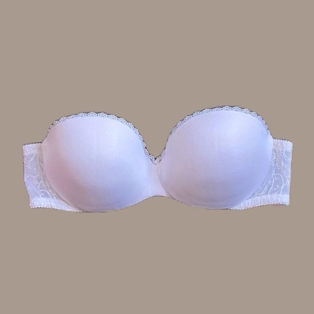 Lily of France White Strapless Push-up Bra in Size 34B